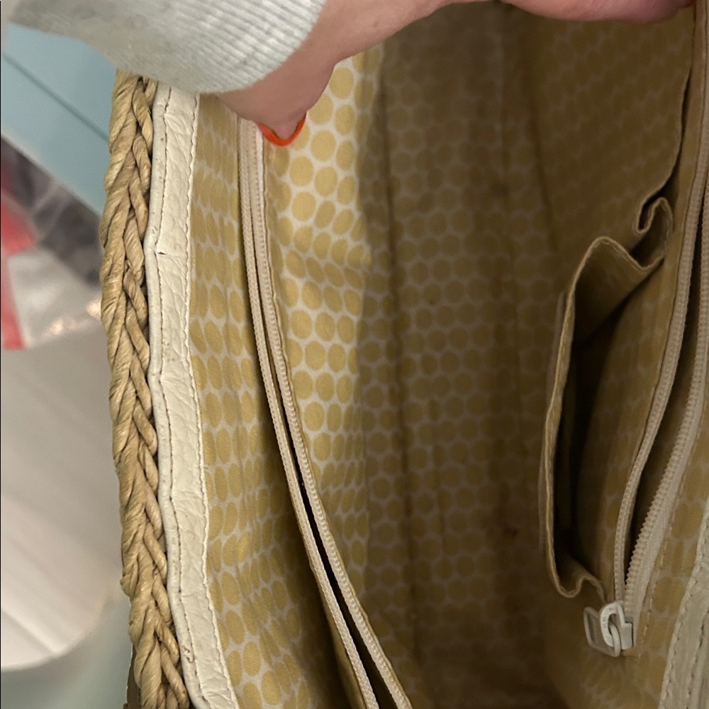 Brighton Cream and Tan Woven Tote - Picture 11 of 16